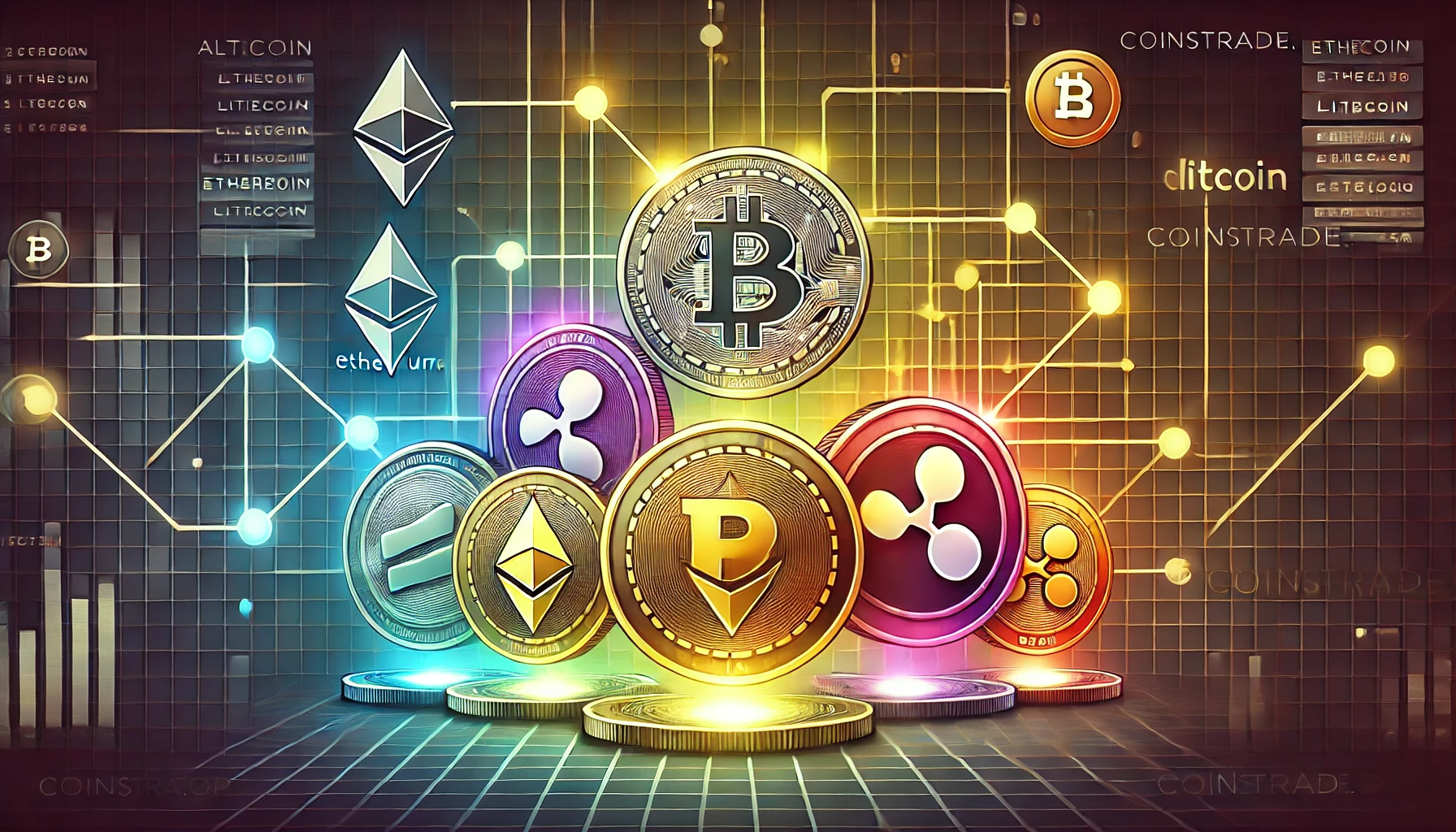 Иллюстрация с альткоинами, включая Ethereum, Litecoin и Ripple