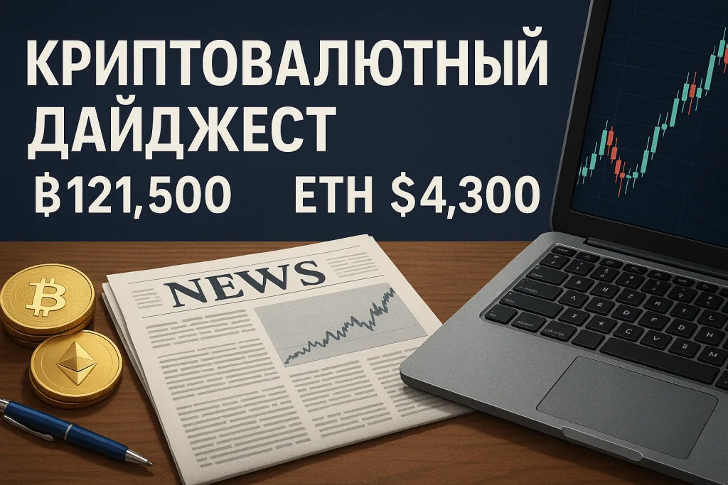 Криптовалютный дайджест — BTC $121,5K, ETH $4,3K