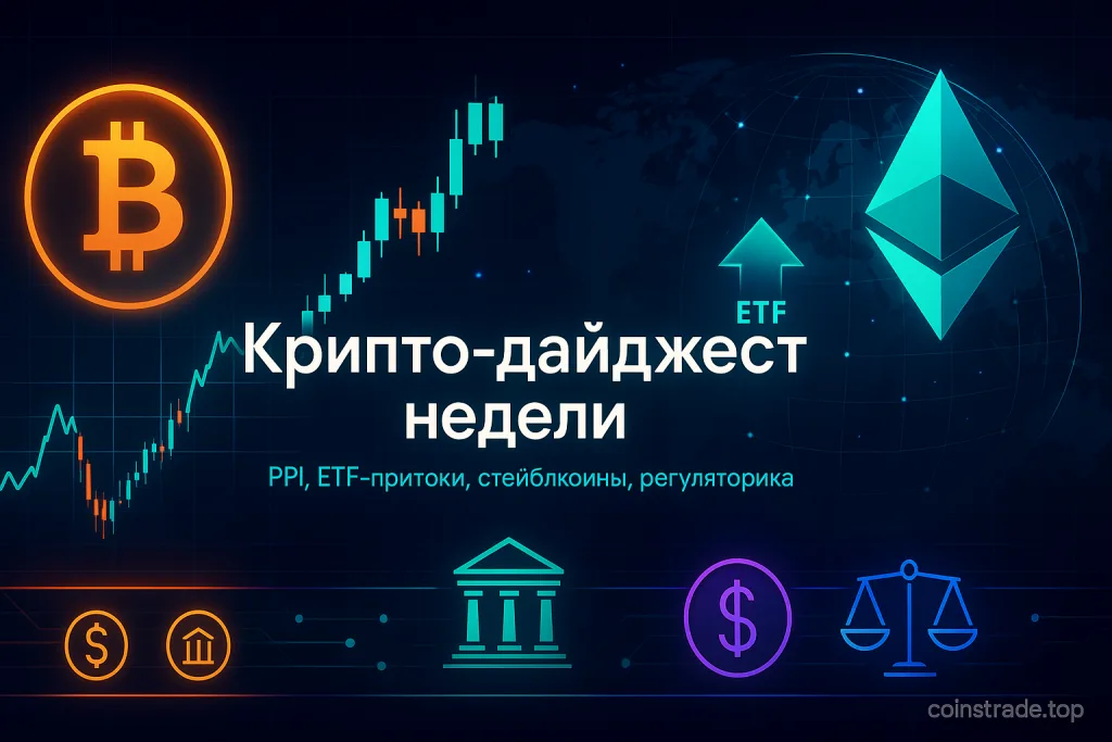 BTC после рекорда в откате, ETH усиливает позиции на фоне ETF-притоков. США и банки ускоряют курс на стейблкоины